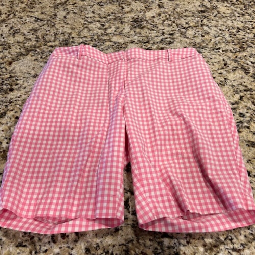 Talbots Perfect Shorts Pink and White Gingham Size 14w